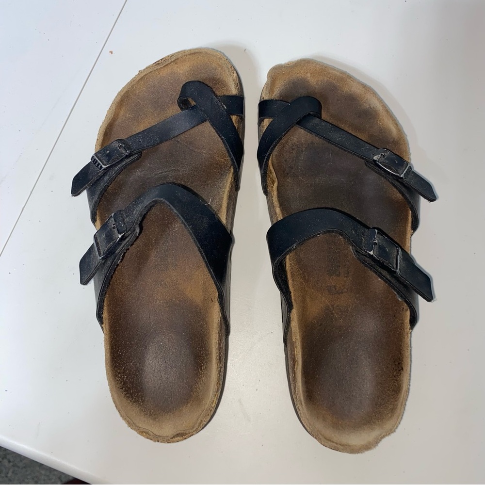 Birkenstock Mayari sandals black Birko-Flor Straps Women’s 9.5-10 Distressed